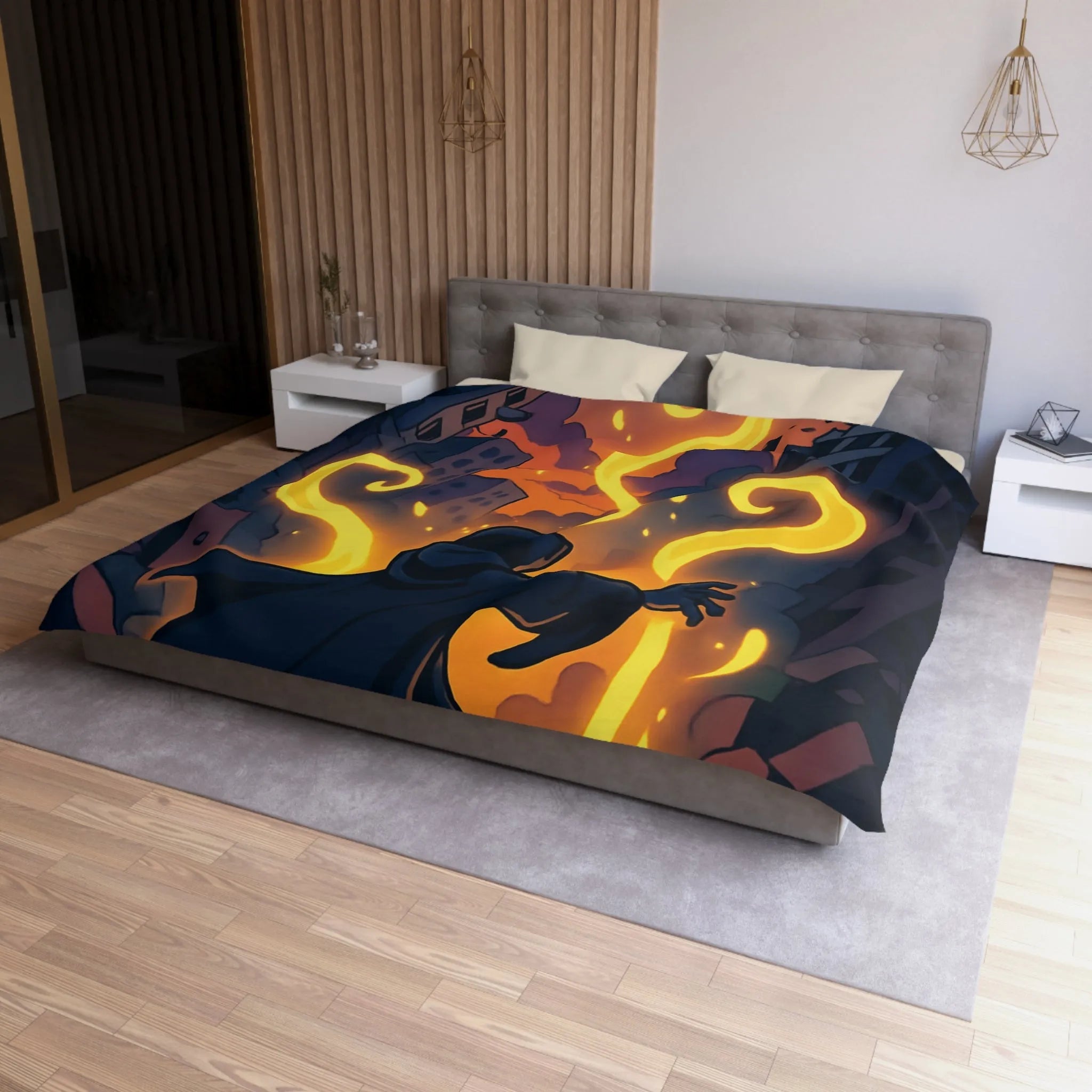 Housse de Couette Microfibre Art Graphique Contemporain Style Décoratif Chambre Tendance