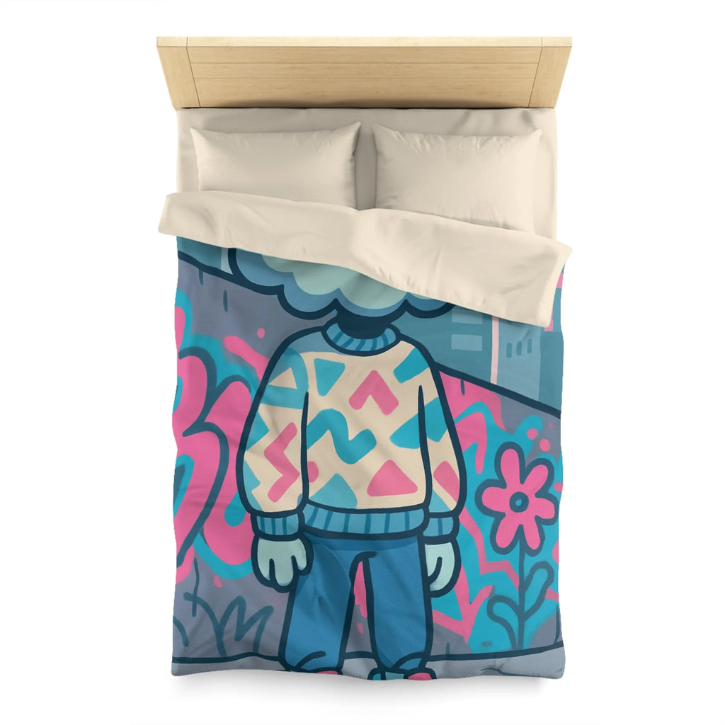 Housse de Couette Design Nuage et Street Art pour Chambre Fun et Colorée