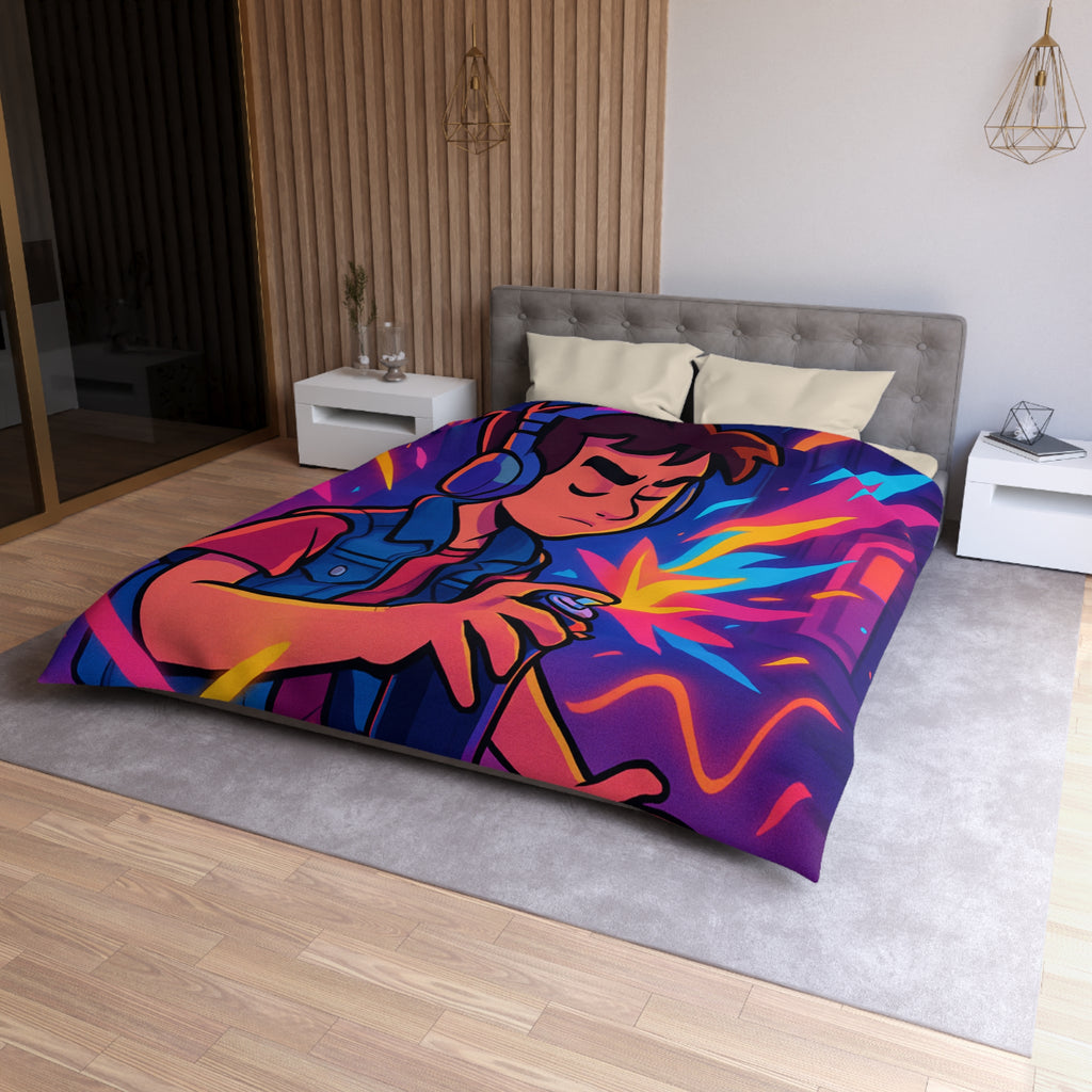 Housse de Couette Microfibre Design Artistique Moderne Décoration Chambre Confort Premium