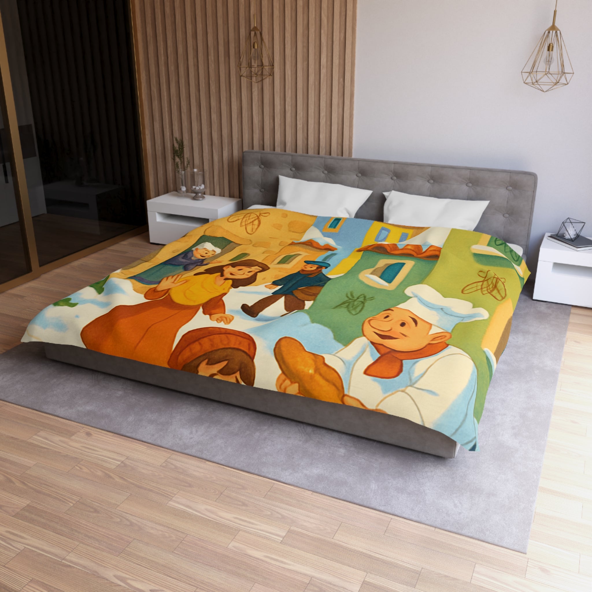 Housse de Couette Microfibre Design Artistique Moderne Décoration Chambre Confort Premium