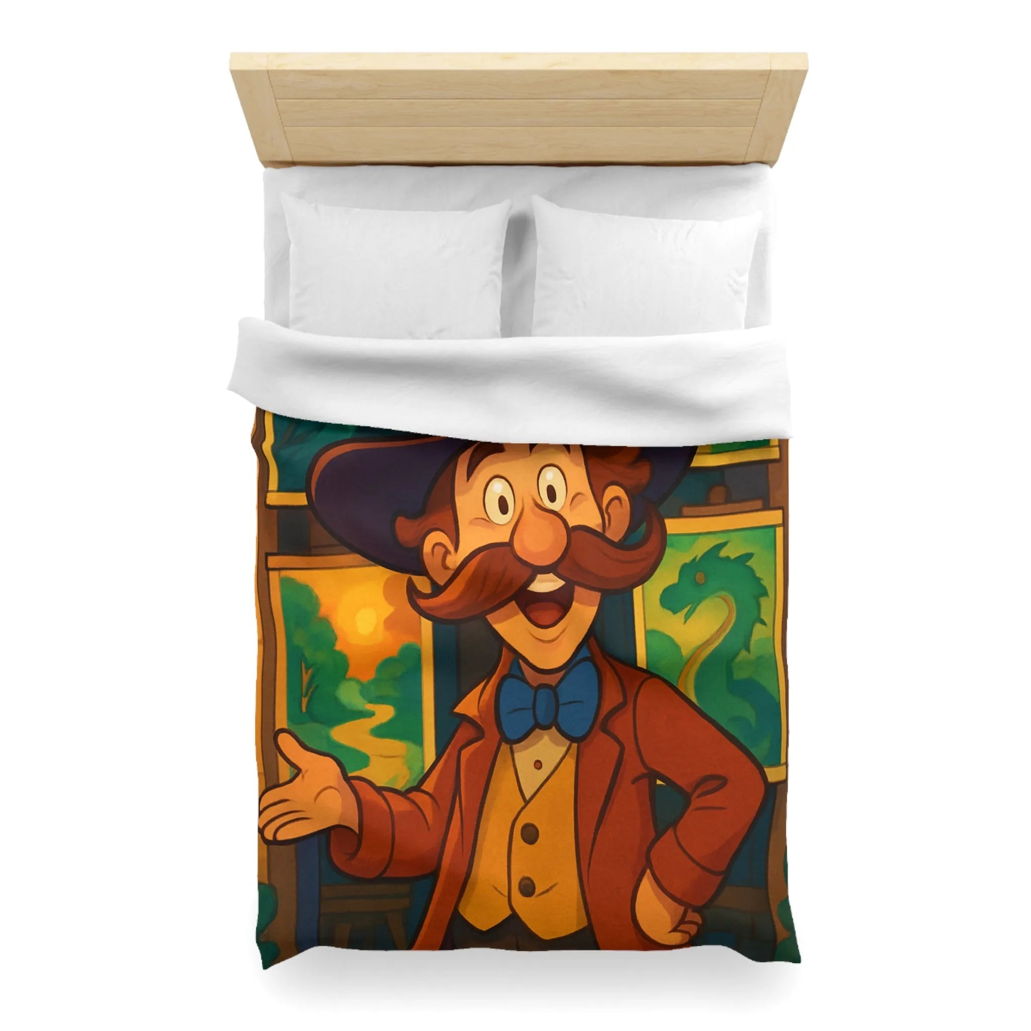 Housse de couette magique avec illustrations enchantées de créatures fantaisistes et personnages mystiques