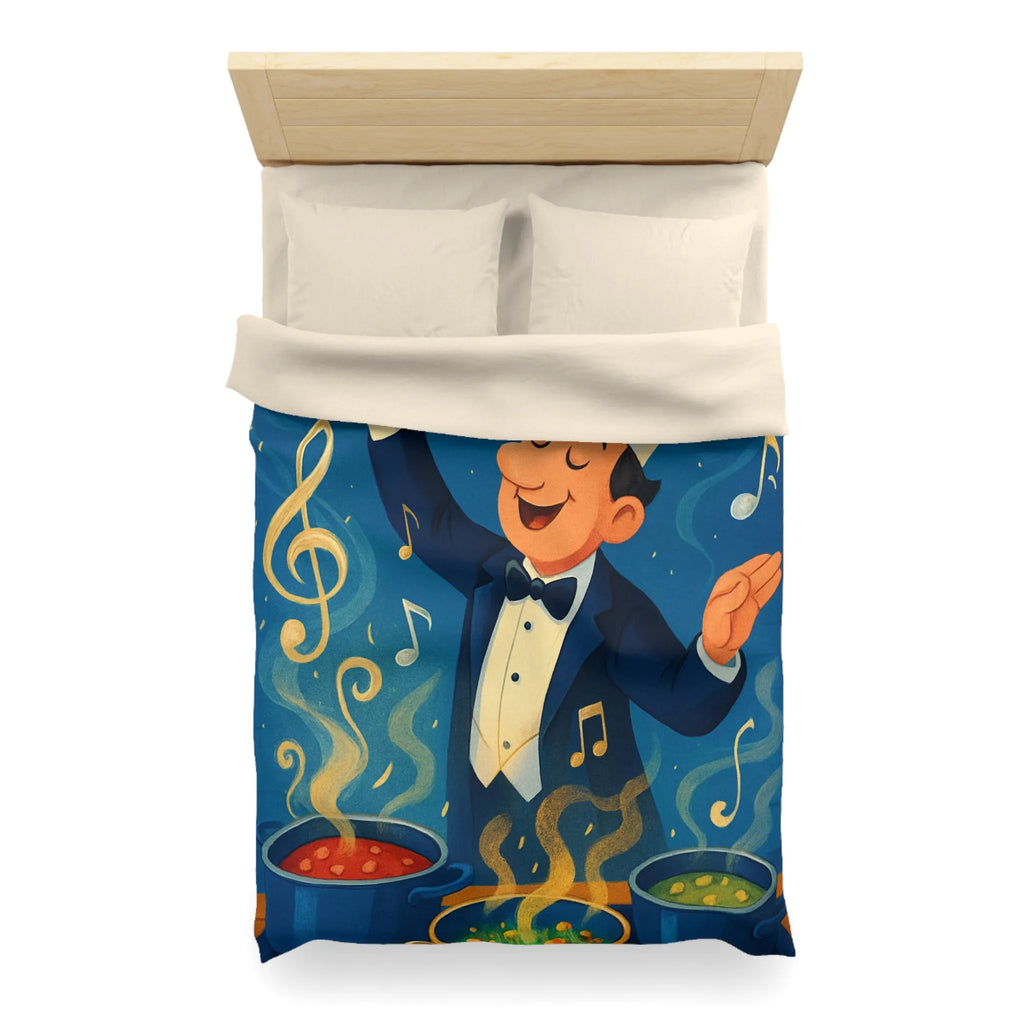 Chef chef d'orchestre culinaire dirige musique en cuisinant mélodies savoureuses et colorées