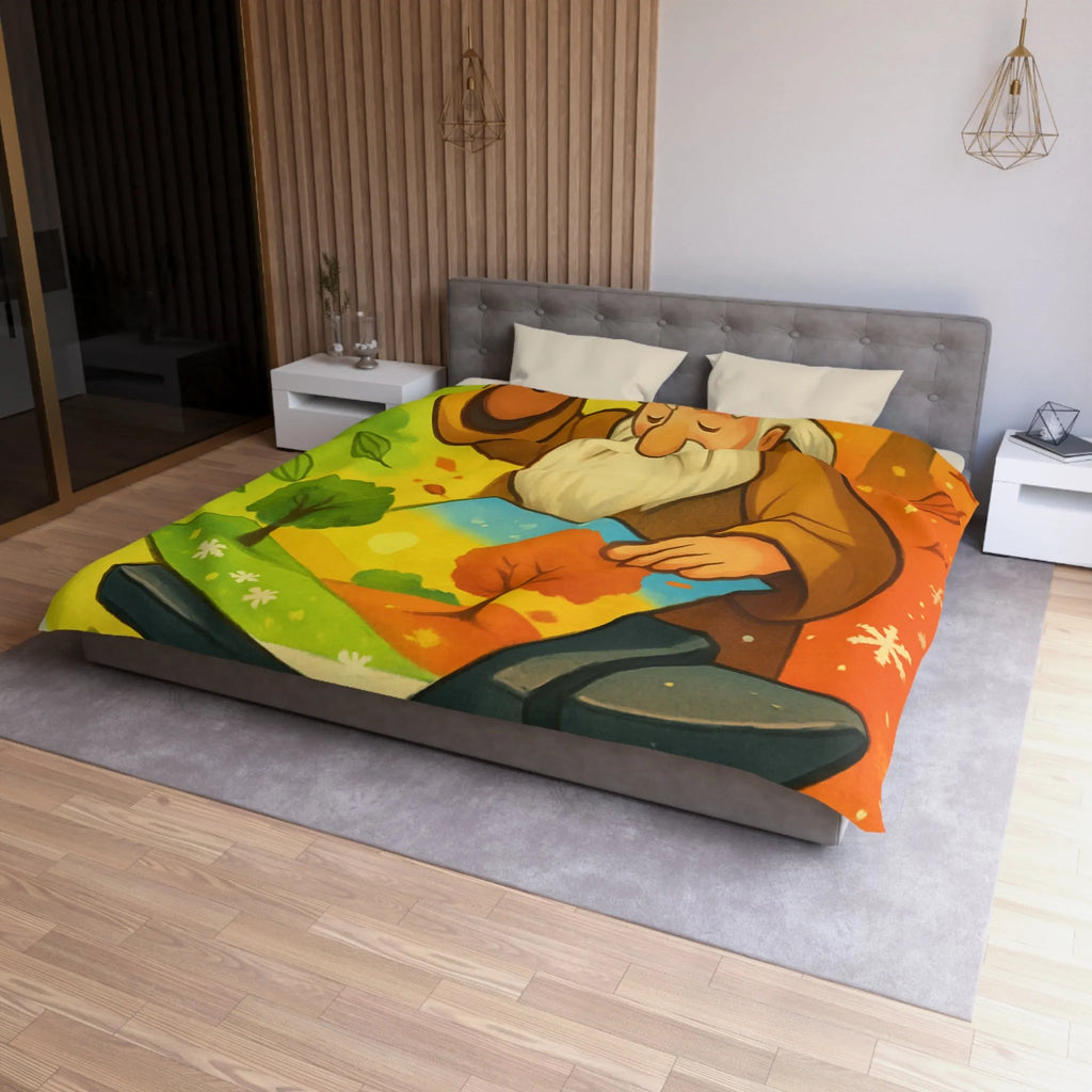 Housse de Couette Artistique aux Couleurs des Quatre Saisons avec Forge Mystique