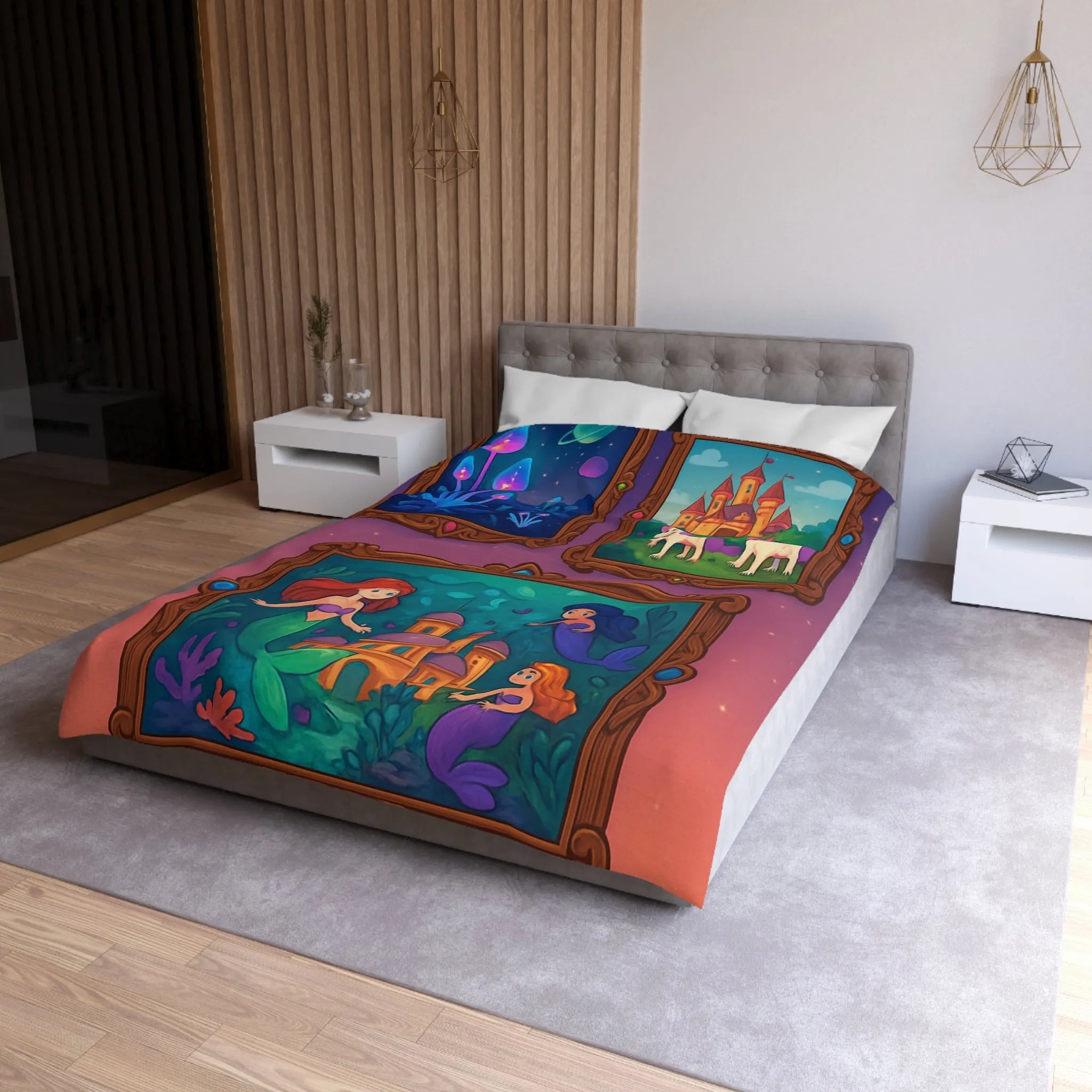 Housse de couette colorée inspirée de contes de fées avec motifs enchanteurs et magiques