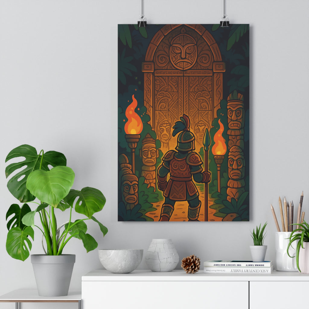Poster décoratif guerrier mythologie tribal mystique aventure chambre salon doré chaud 30x46 cm qualité
