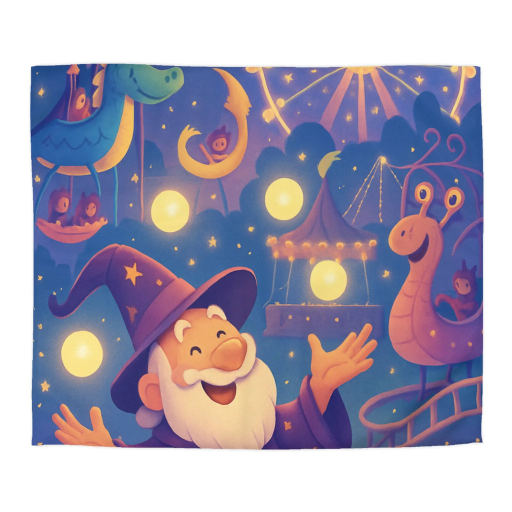 Housse de couette magique pour enfants avec magicien joyeux et parc d'attractions nocturne