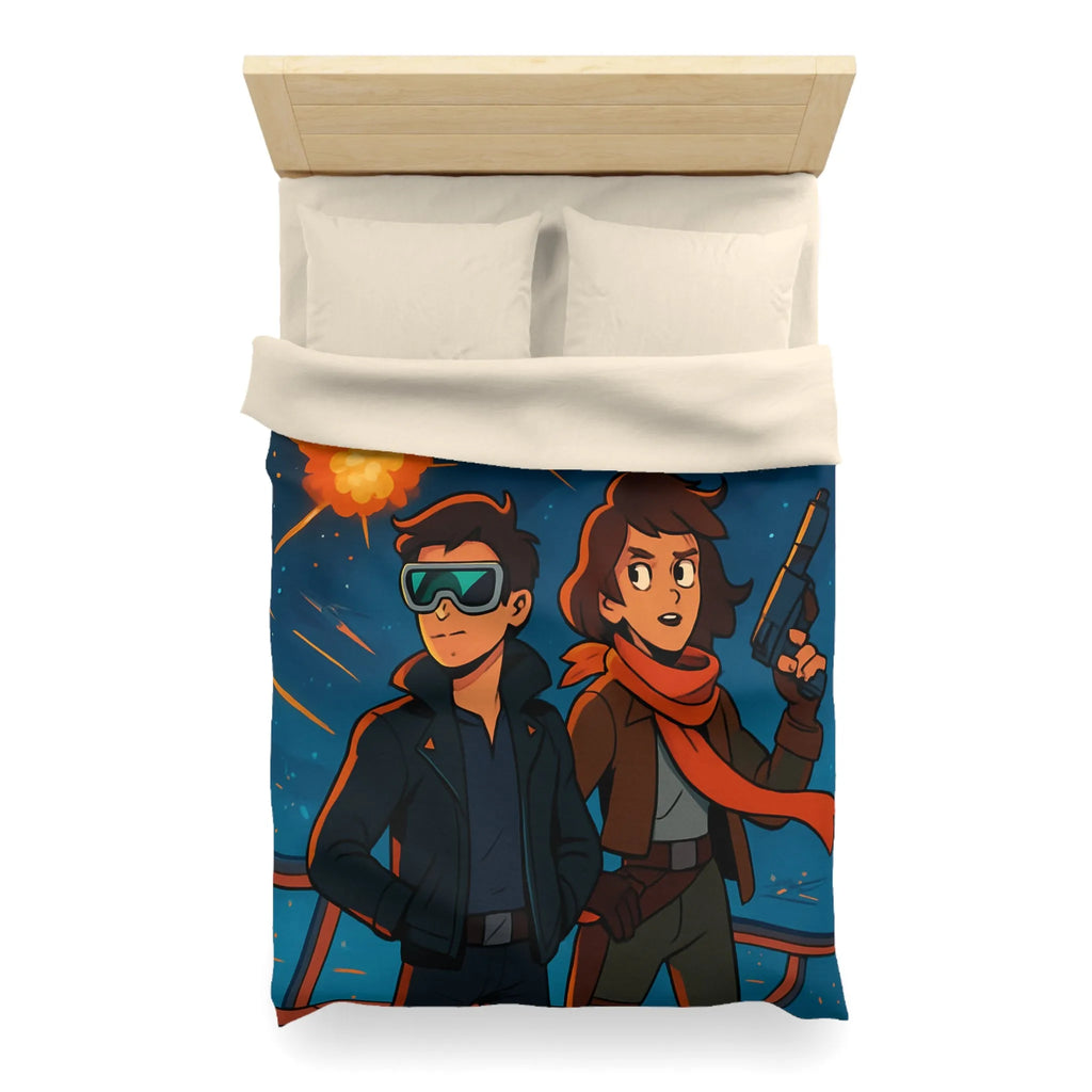 Housse de couette aventure galactique avec pilotes intrépides et bataille spatiale épique