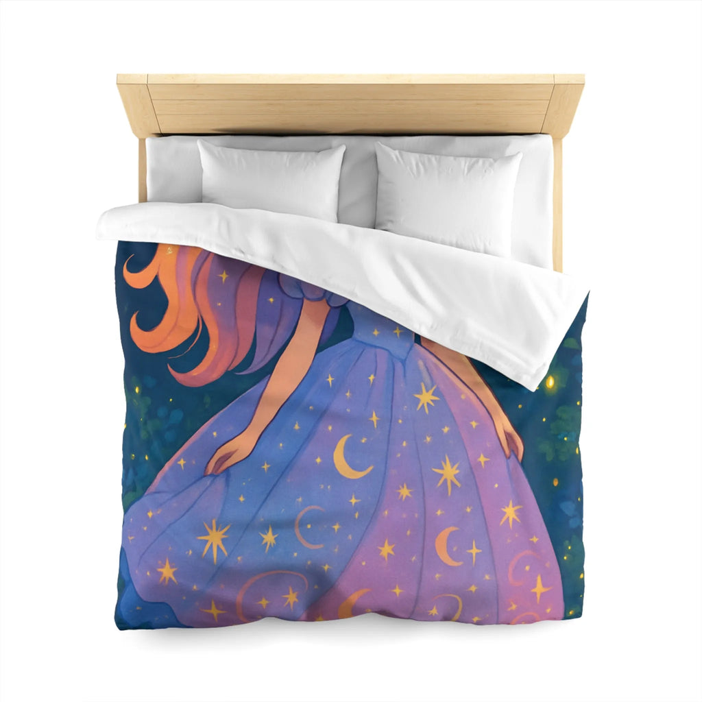 Housse de couette avec motif étoilé de princesse féerique dans la nuit enchantée
