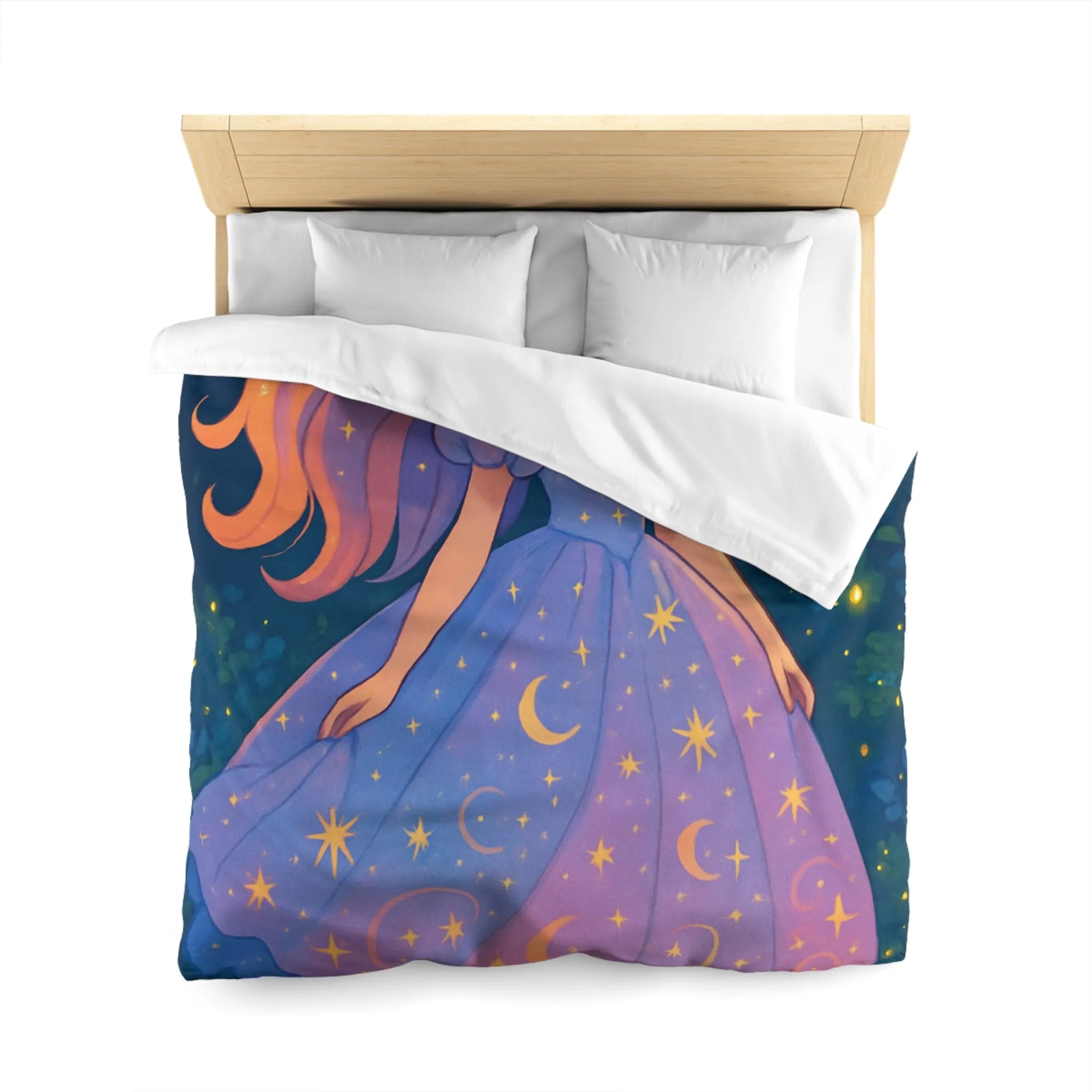 Housse de couette avec motif étoilé de princesse féerique dans la nuit enchantée