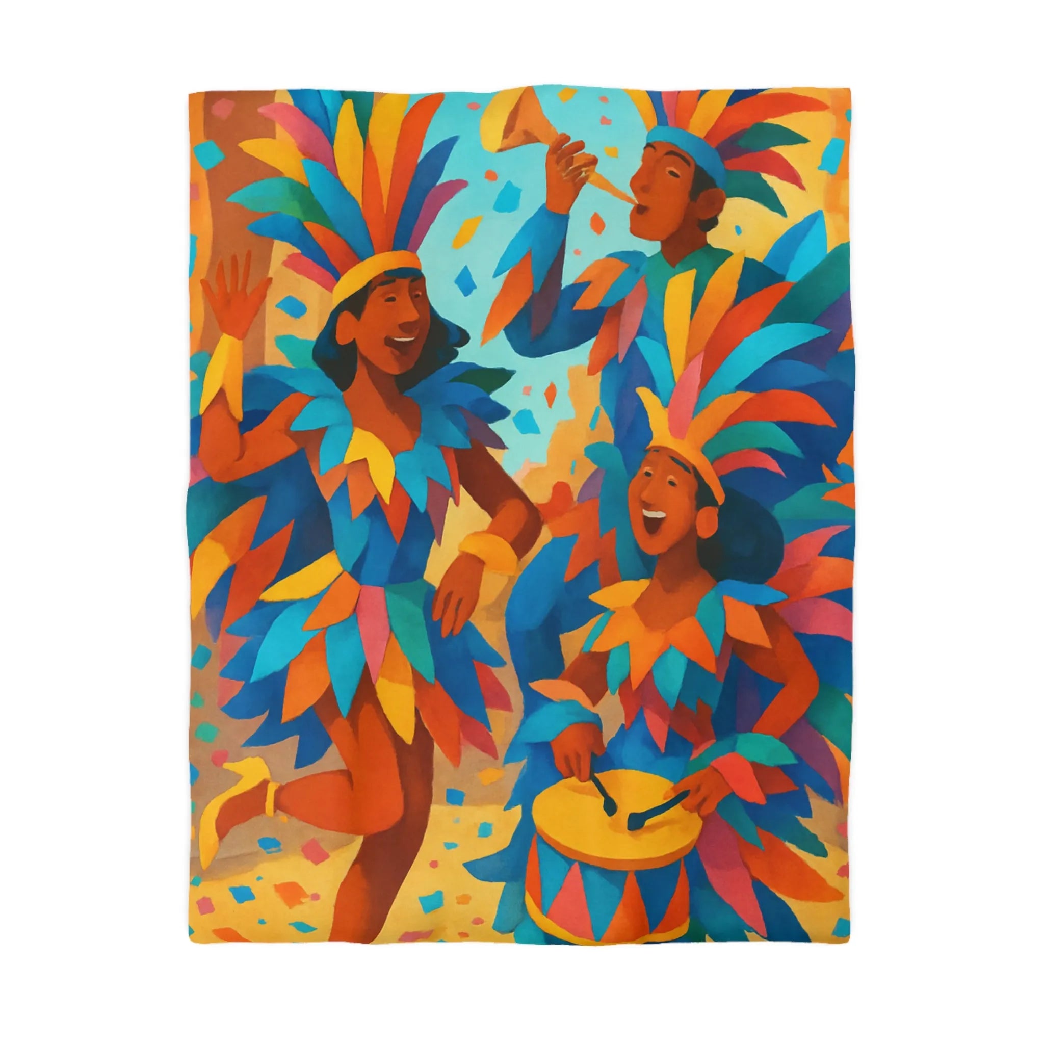 Housse de couette carnaval vibrante avec danseurs multicolores et ambiance festive éclatante