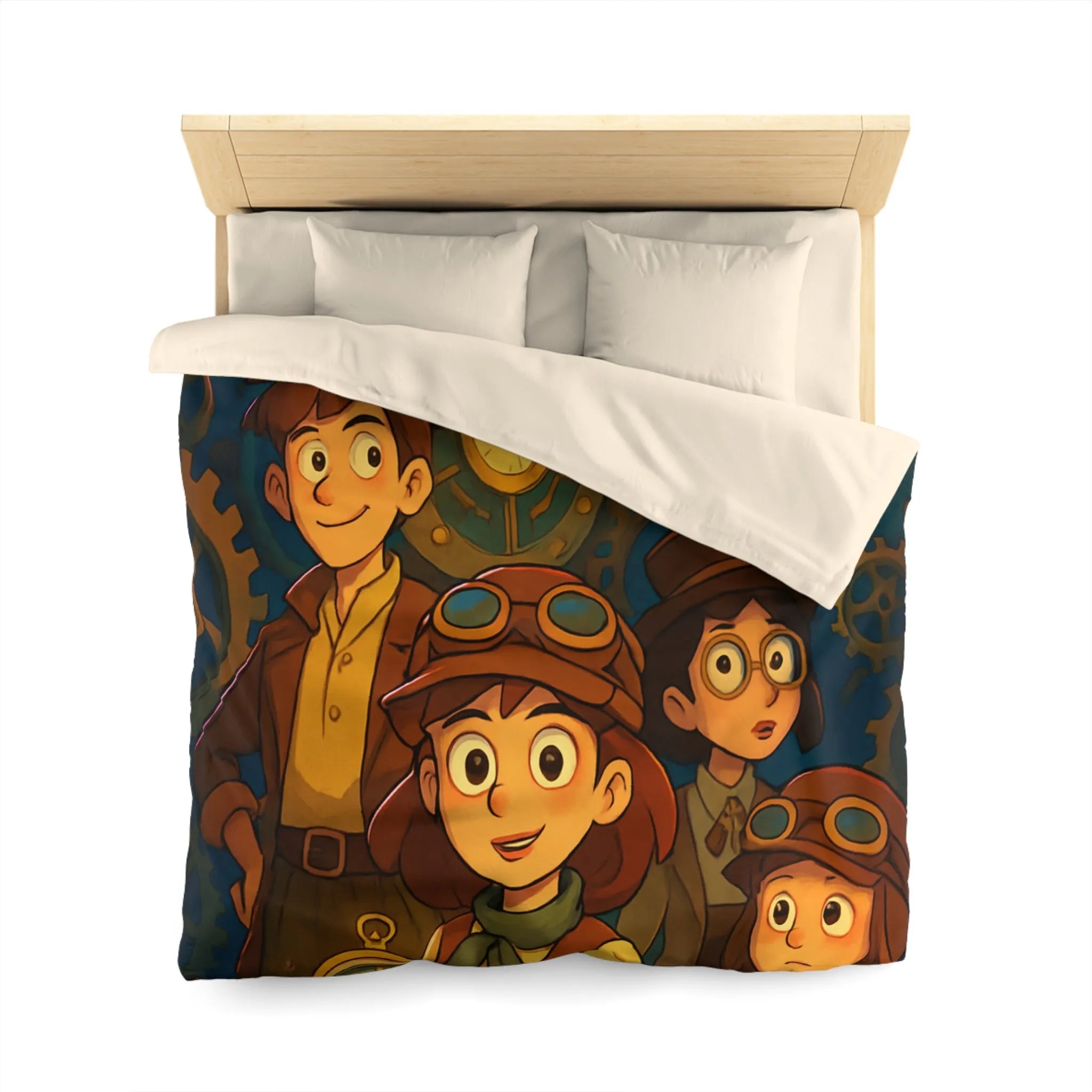 Housse de Couette Enfant Steampunk Aventure Horlogerie avec Spirale Temporelle Mystérieuse