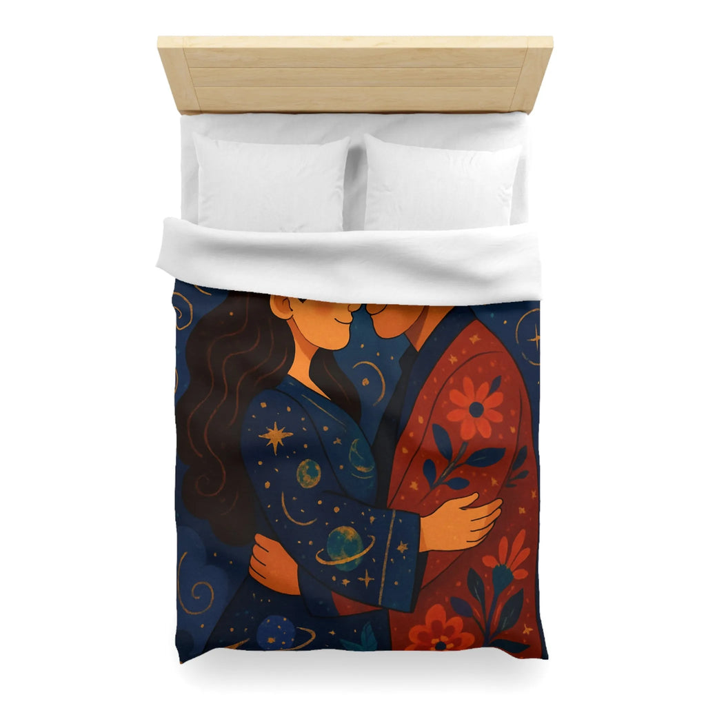 Housse de couette avec illustration romantique au clair de lune et motifs celestes