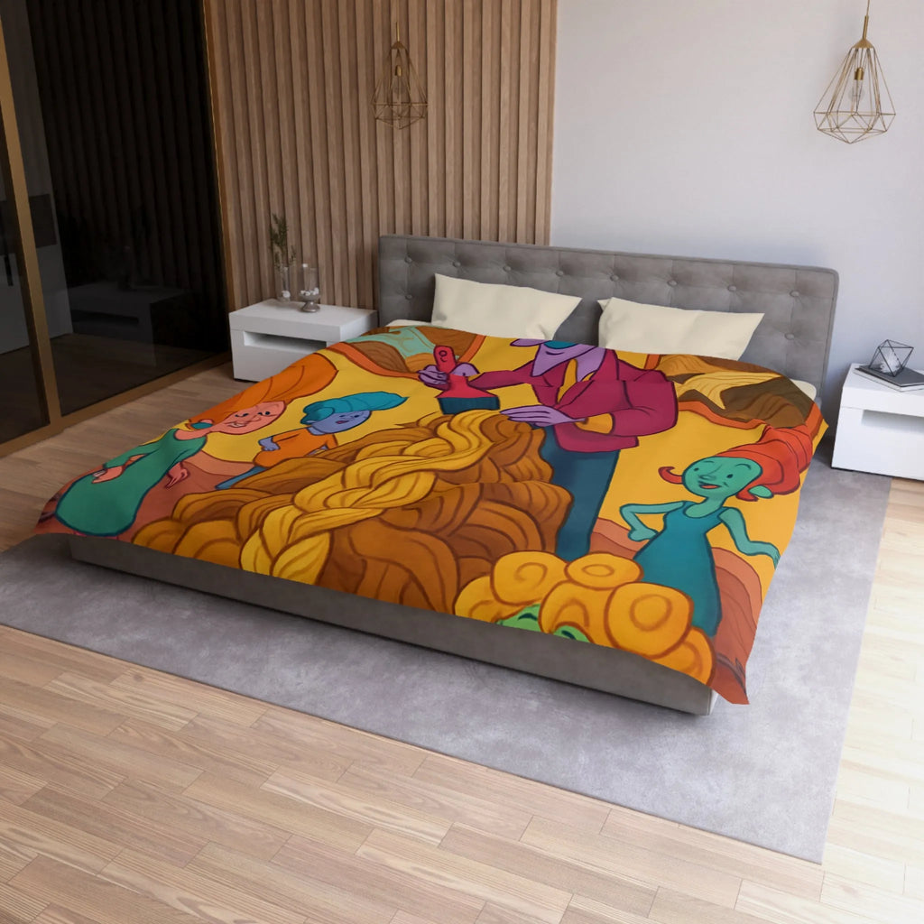 Housse de couette colorée avec personnages fantastiques et œuvres artistiques pour déco unique