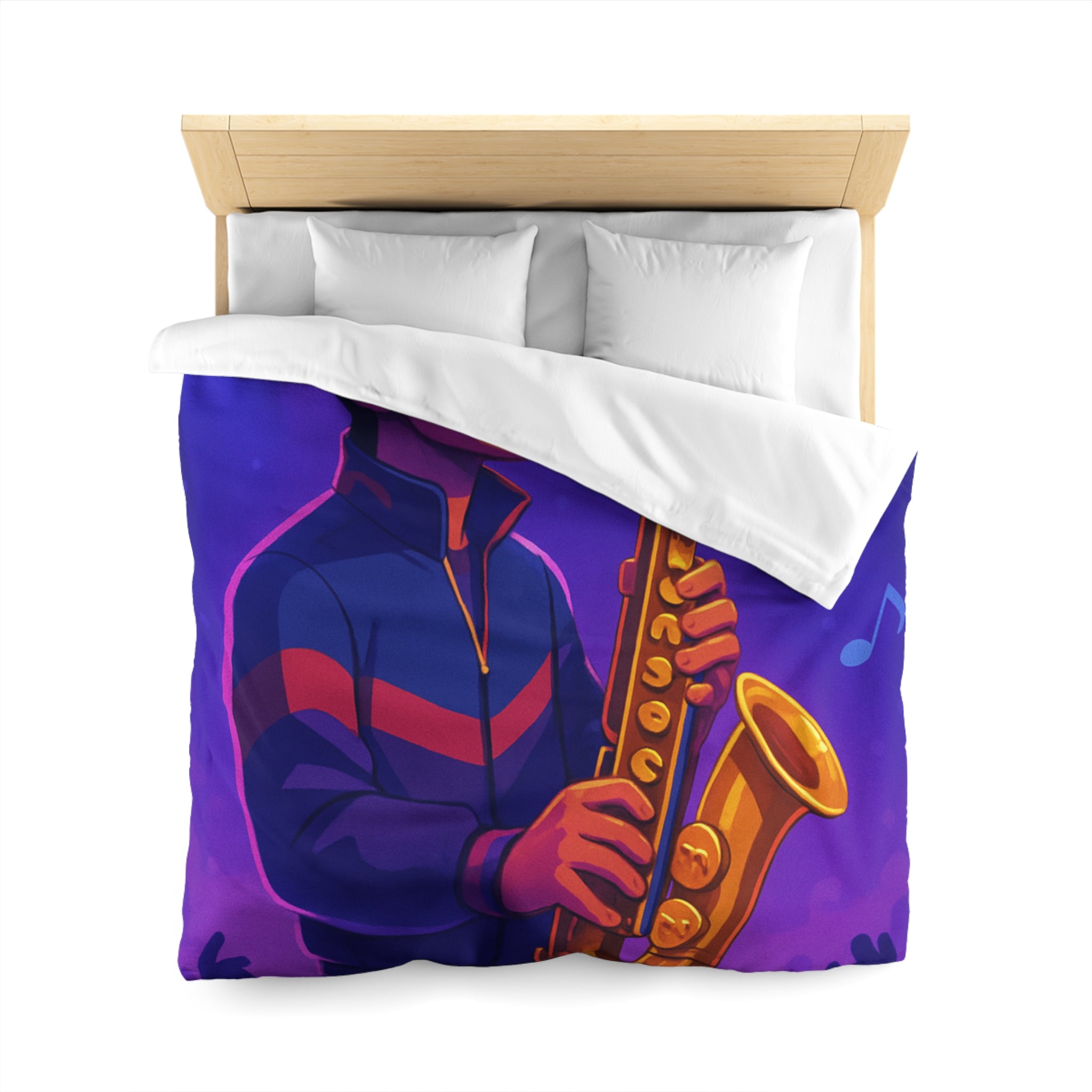 Jazz nocturne vibrant avec joueur de saxophone énergique sous lumières colorées et musique entraînante