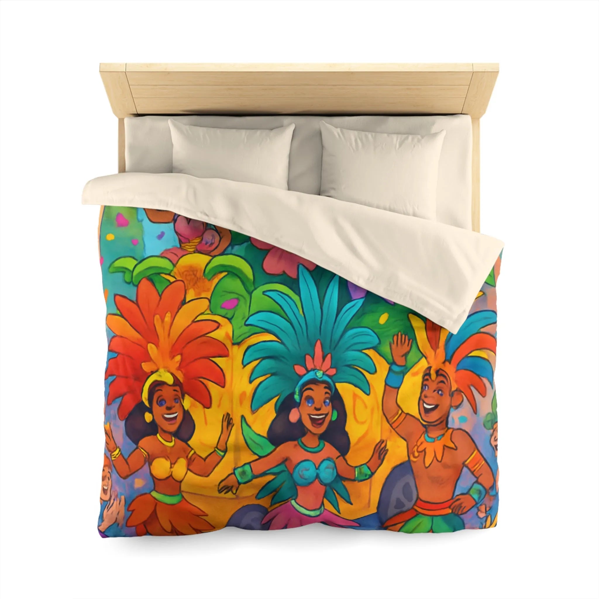 Housse de couette colorée avec danseurs et fleurs inspirée d'un carnaval tropical festif