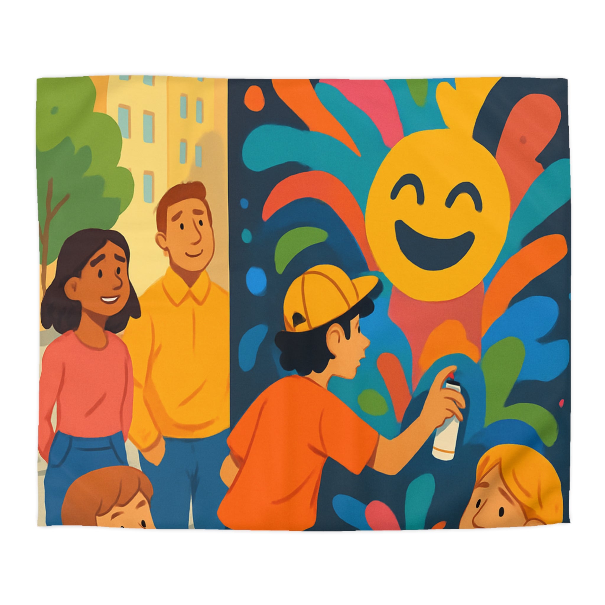 Housse de Couette Microfibre Design Artistique Moderne Décoration Chambre Confort Premium