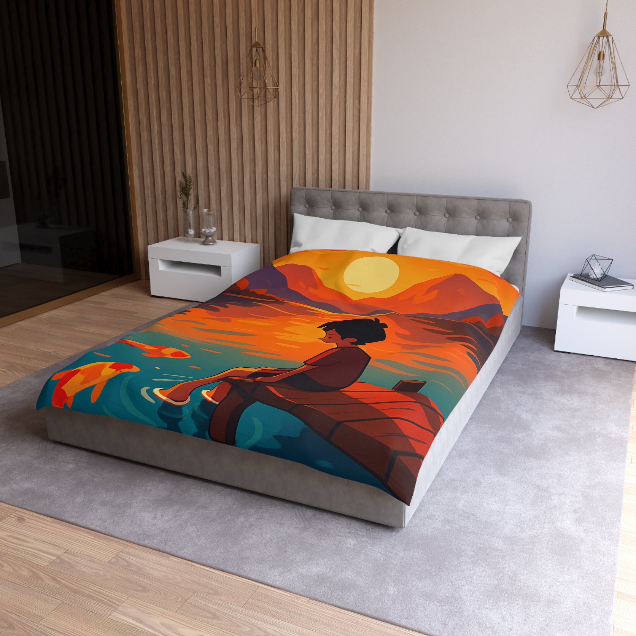 Housse de Couette Microfibre Design Artistique Moderne Décoration Chambre Confort Premium