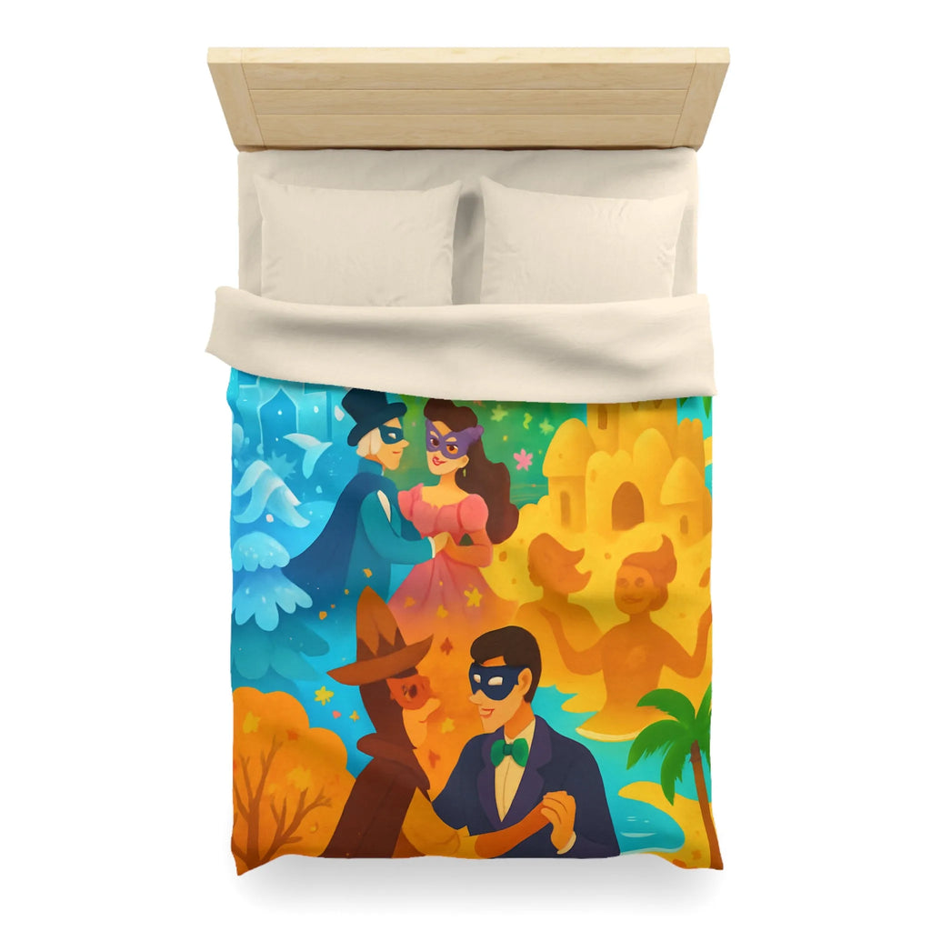 Housse de couette féerique avec papillons, fleurs et châteaux pour chambre colorée