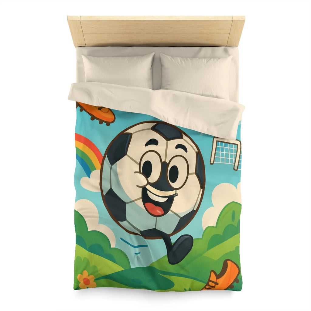 Housse de Couette Enfant Joyeuse avec Ballon de Foot et Arc-en-ciel Coloré