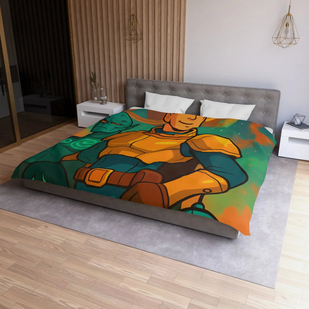 Housse de Couette Design Futuriste avec Héros de l'Espace et Planète Saturne