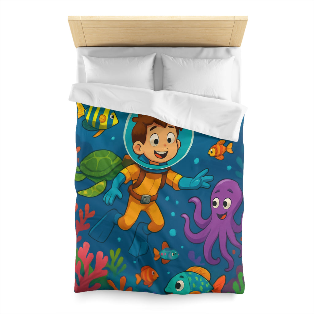 Housse de couette sous-marine avec des animaux marins colorés pour chambre d'enfant joyeuse