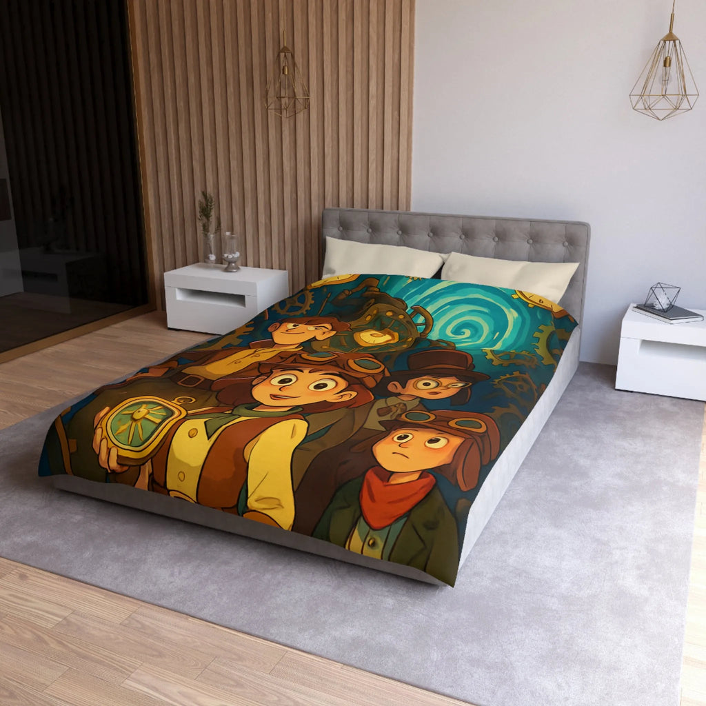 Housse de Couette Enfant Steampunk Aventure Horlogerie avec Spirale Temporelle Mystérieuse