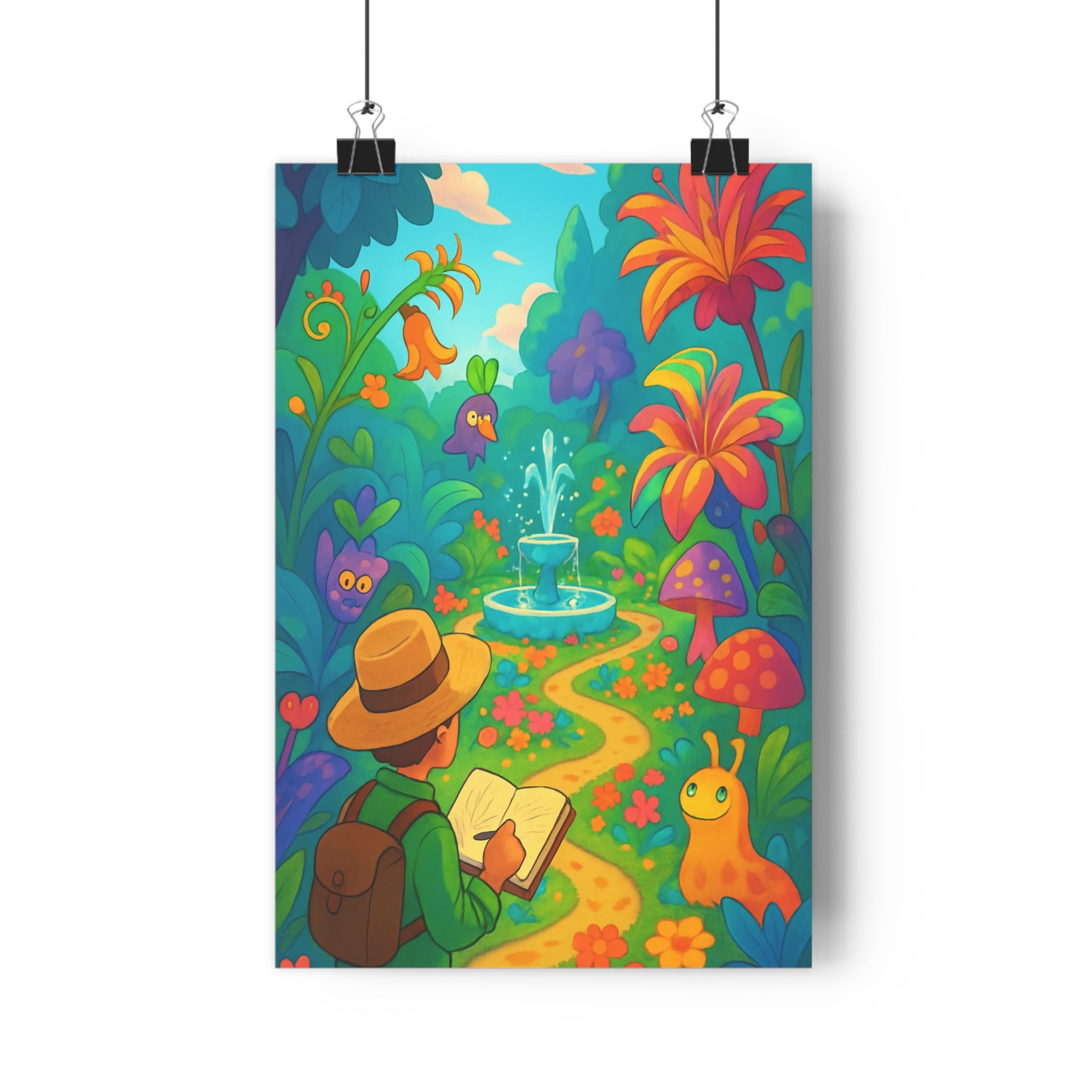 Poster décoratif enchanteur coloré moderne aventure jardin fantastique chambre salon créatif vibrant qualité visuel