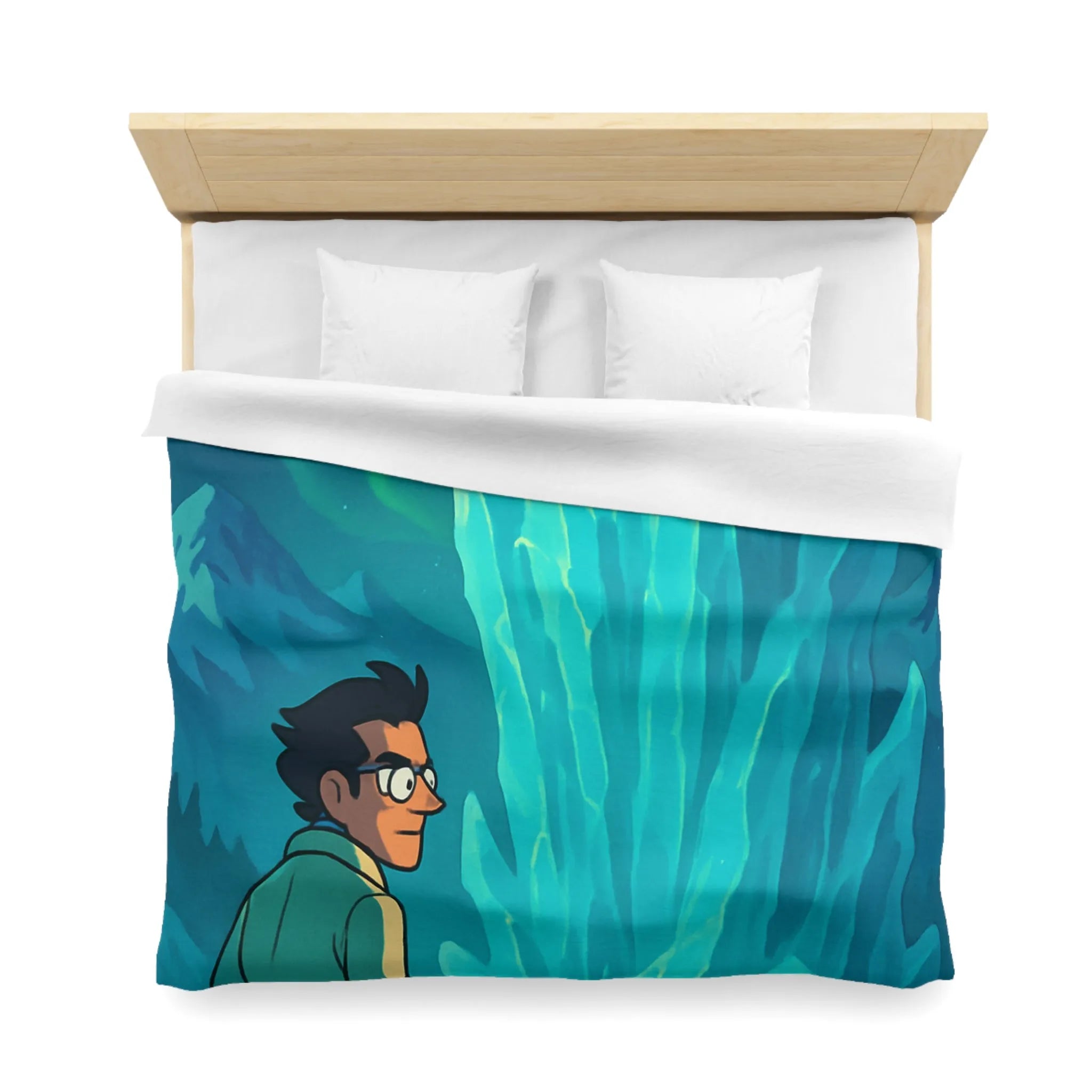 Décor polaire avec icebergs géants et exploration nocturne sous aurores boréales glaciales