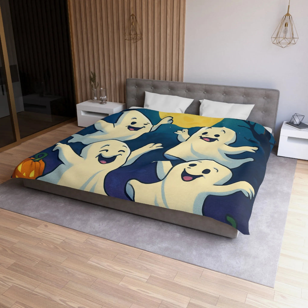 Housse de couette fantaisie avec esprits dansants sous lune et chauves-souris effrayantes