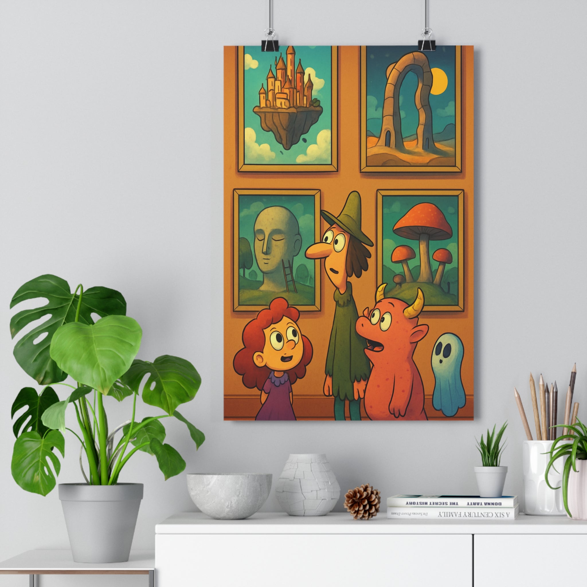Poster décoratif surréaliste coloré vibrant salon chambre aventure fantaisie enfant mural artistique unique qualité