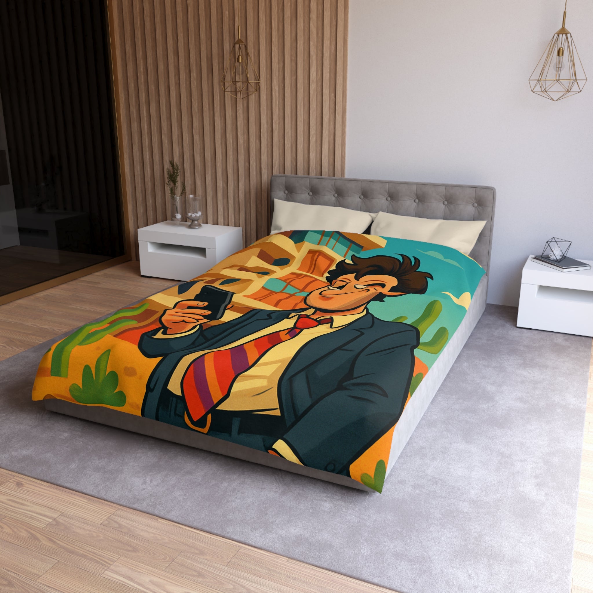 Housse de Couette Microfibre Illustration Unique Design Moderne Décoration Intérieure Raffinée