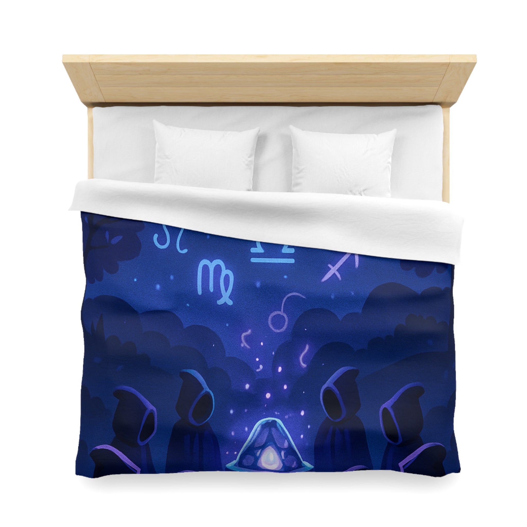 Housse de couette mystique avec symboles zodiacaux et lune pour ambiance ésotérique