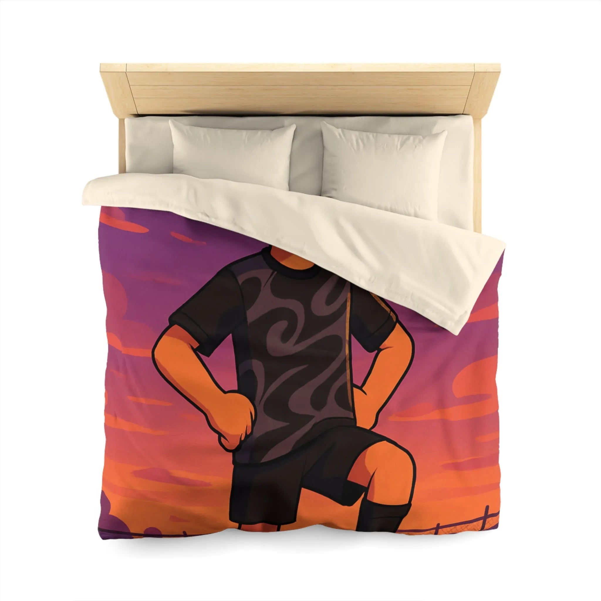 Housse De Couette Enfant Avec Illustration Inspirante Joueur De Football Au Coucher Du Soleil