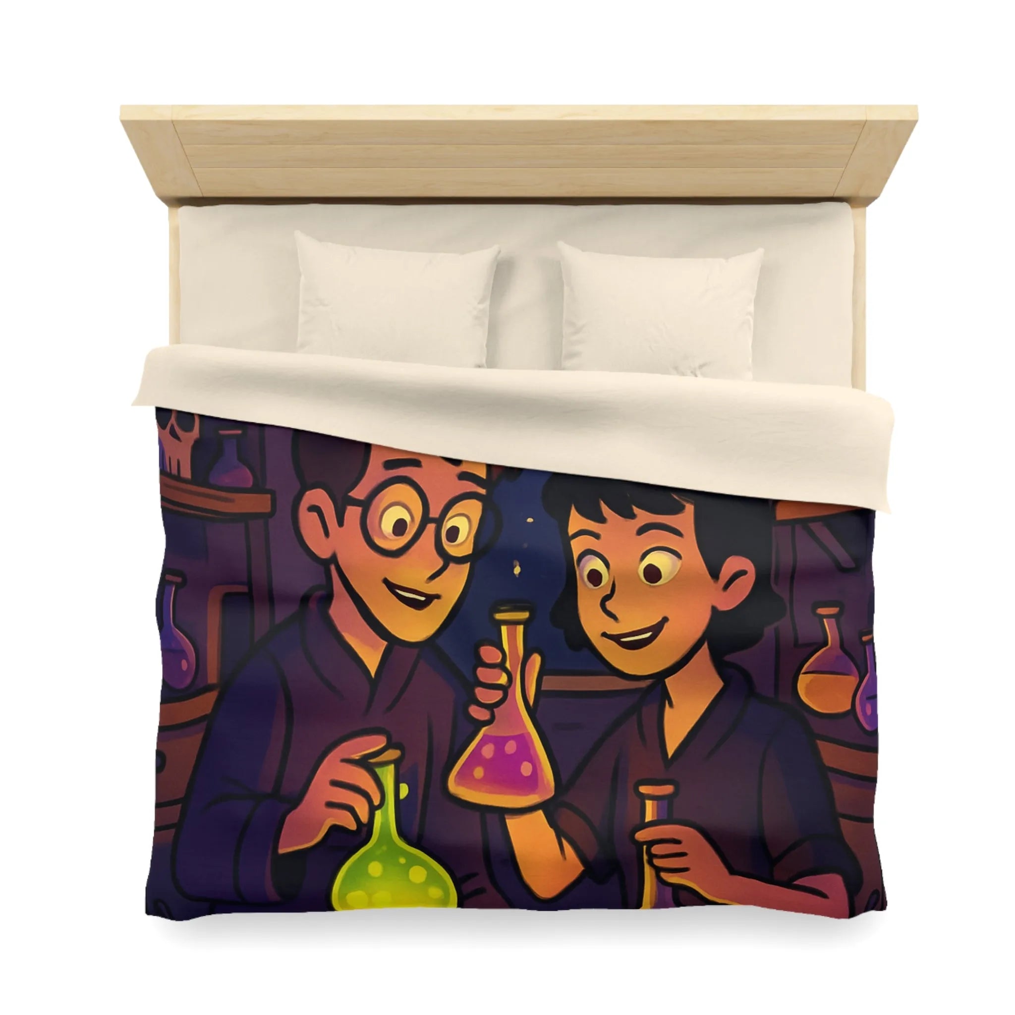 Housse de couette au design magique avec apprentis chimistes et alchimie nocturne féérique
