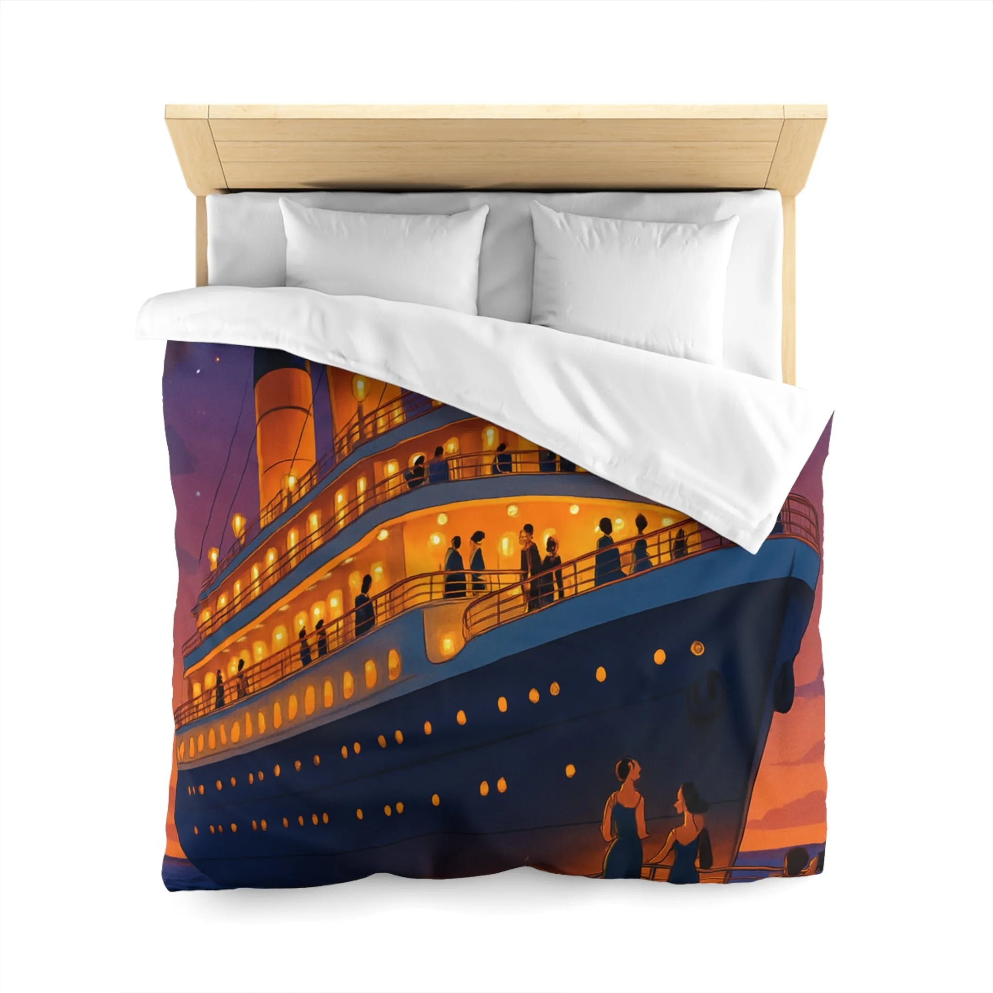 Douce soirée étoilée sur un paquebot illuminé naviguant sur des eaux calmes