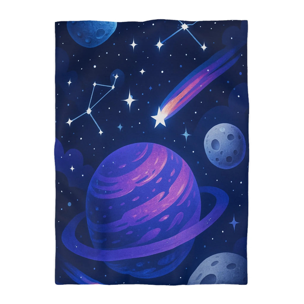 Housse de couette galaxie avec planètes, étoiles et comètes pour chambre sereine atmosphérique