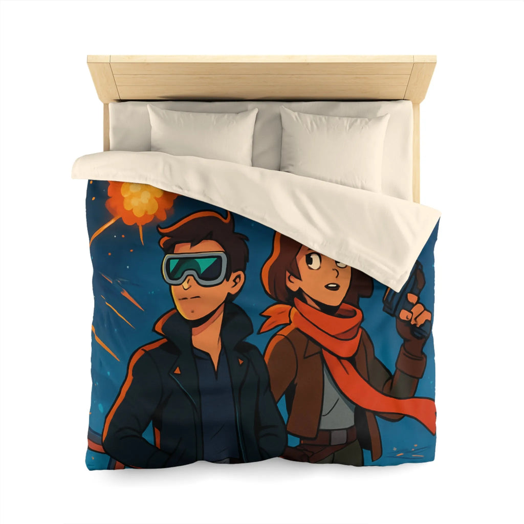 Housse de couette aventure galactique avec pilotes intrépides et bataille spatiale épique
