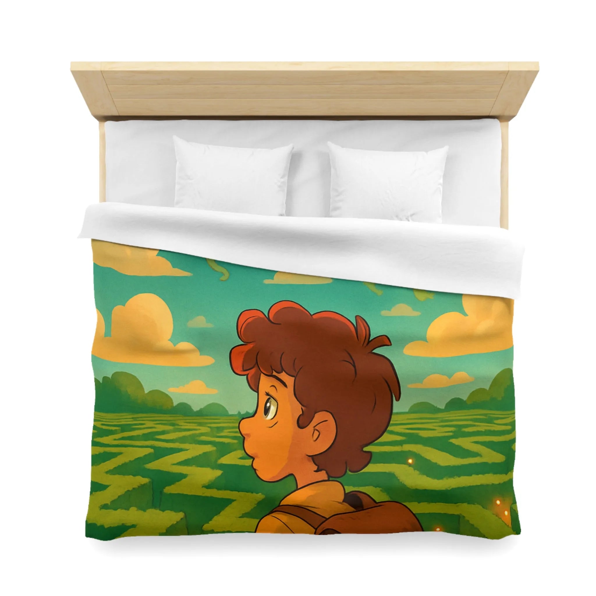 Housse de couette magique avec labyrinthe et créatures fantastiques pour enfants rêveurs