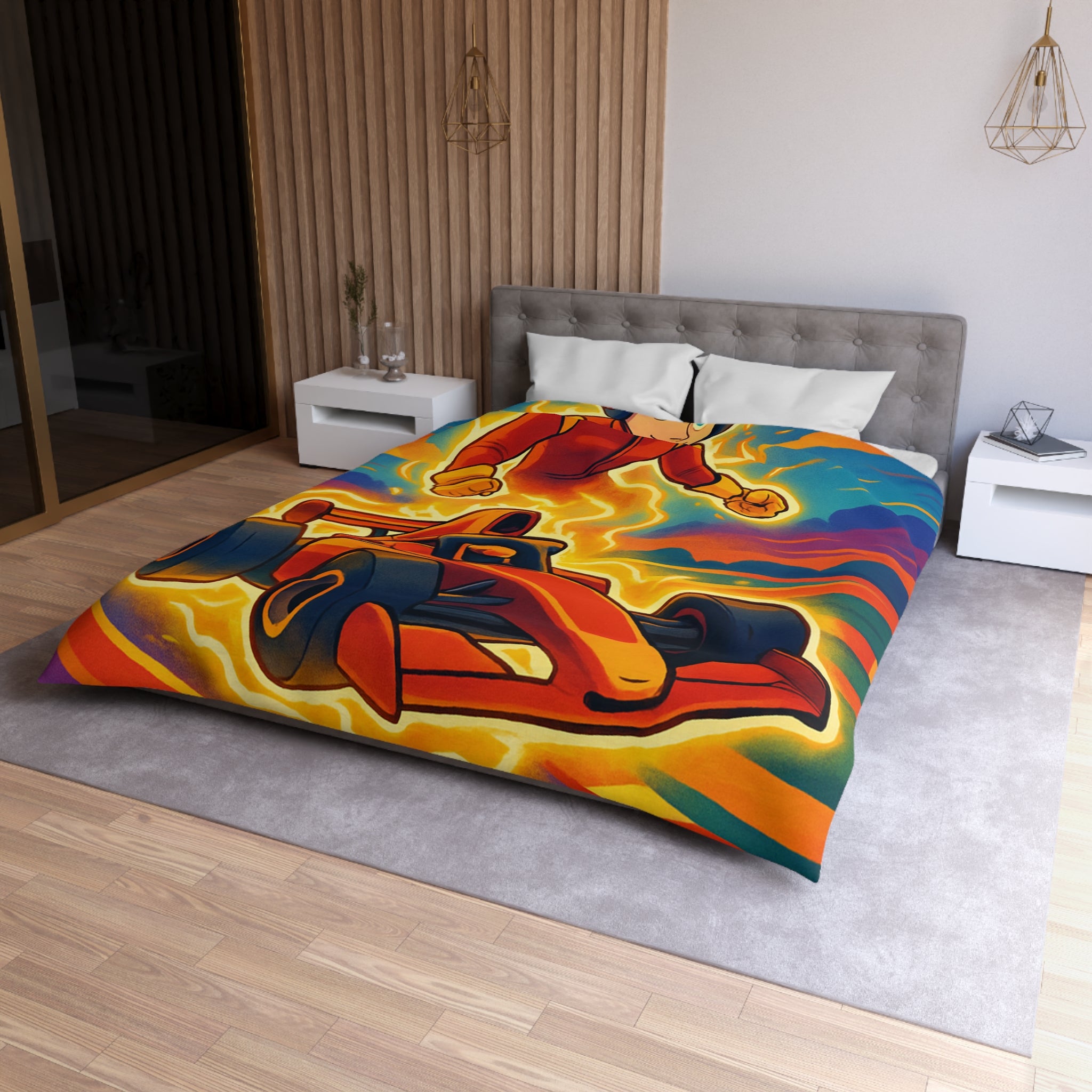 Housse de Couette Microfibre Design Artistique Moderne Décoration Chambre Confort Premium