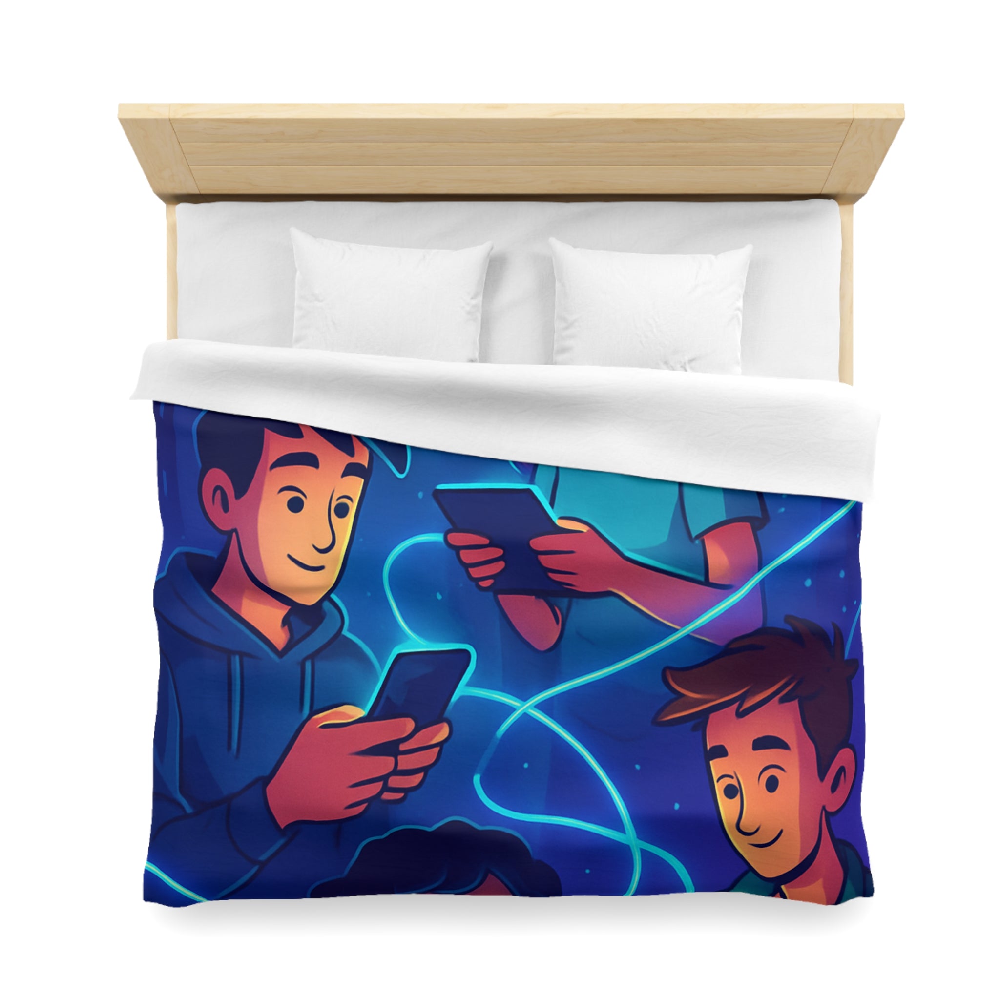 Housse de couette numérique moderne avec design connecté et technologie urbaine futuriste