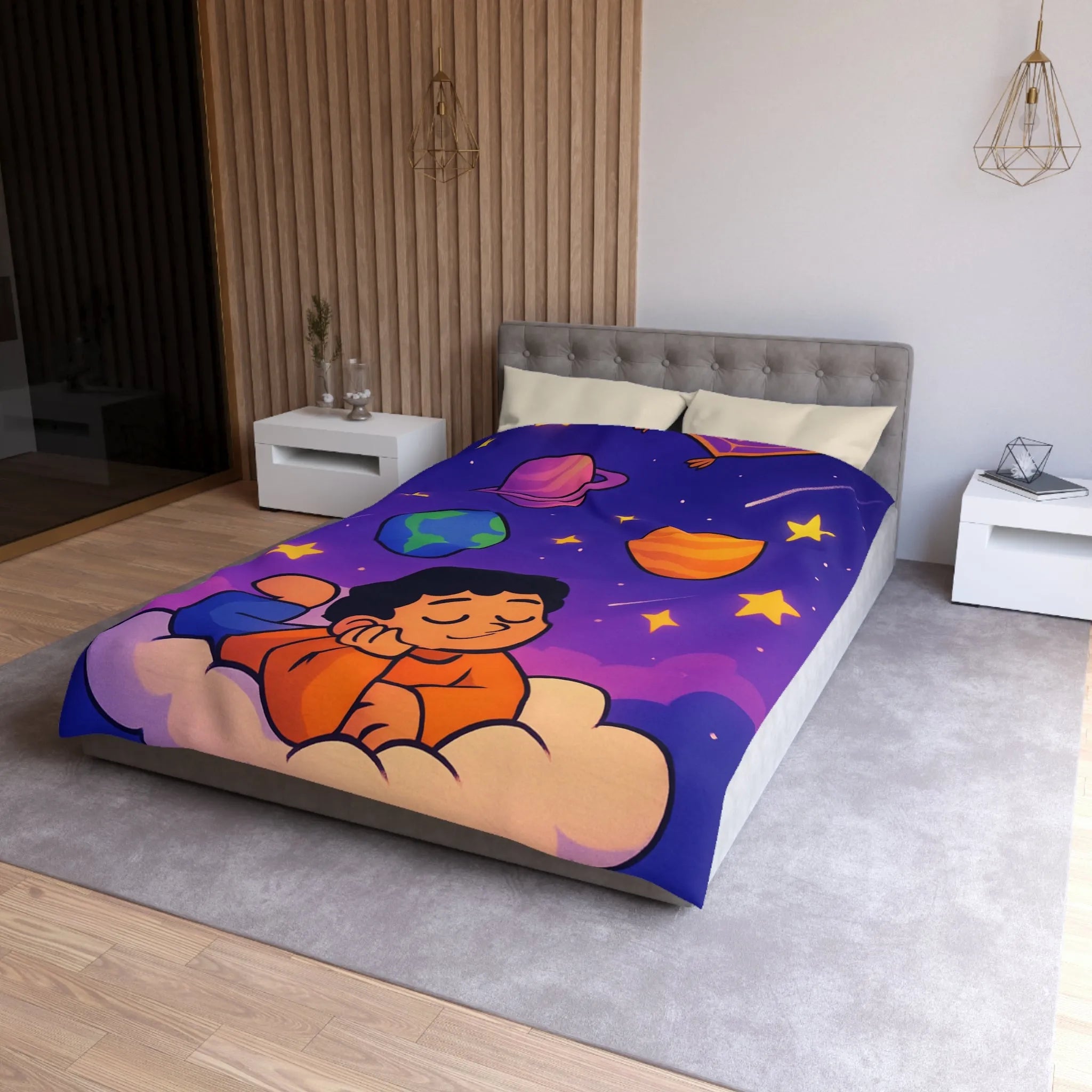 Housse de couette enfant cosmos rêve étoiles planètes univers magique et coloré