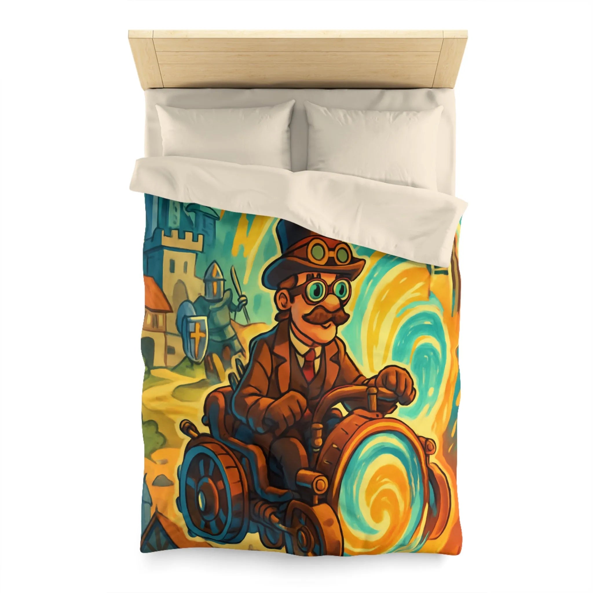 Housse de Couette Fantaisie : Voyageur Temporel en Machine Étrange Tourbillonnant à Travers Époques