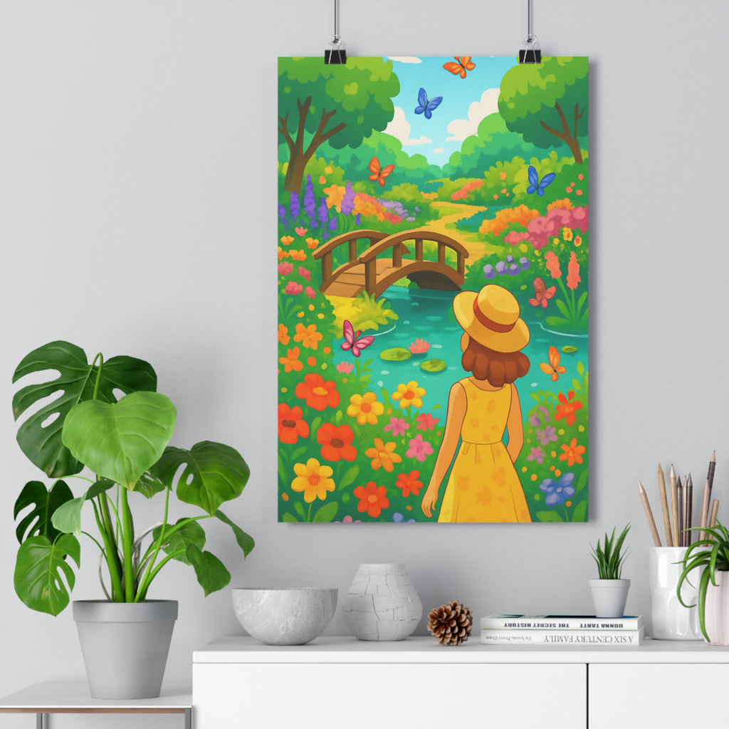 Poster décoratif vibrant nature art moderne vert cartoon joyeux salon enfant captivant coloré impression