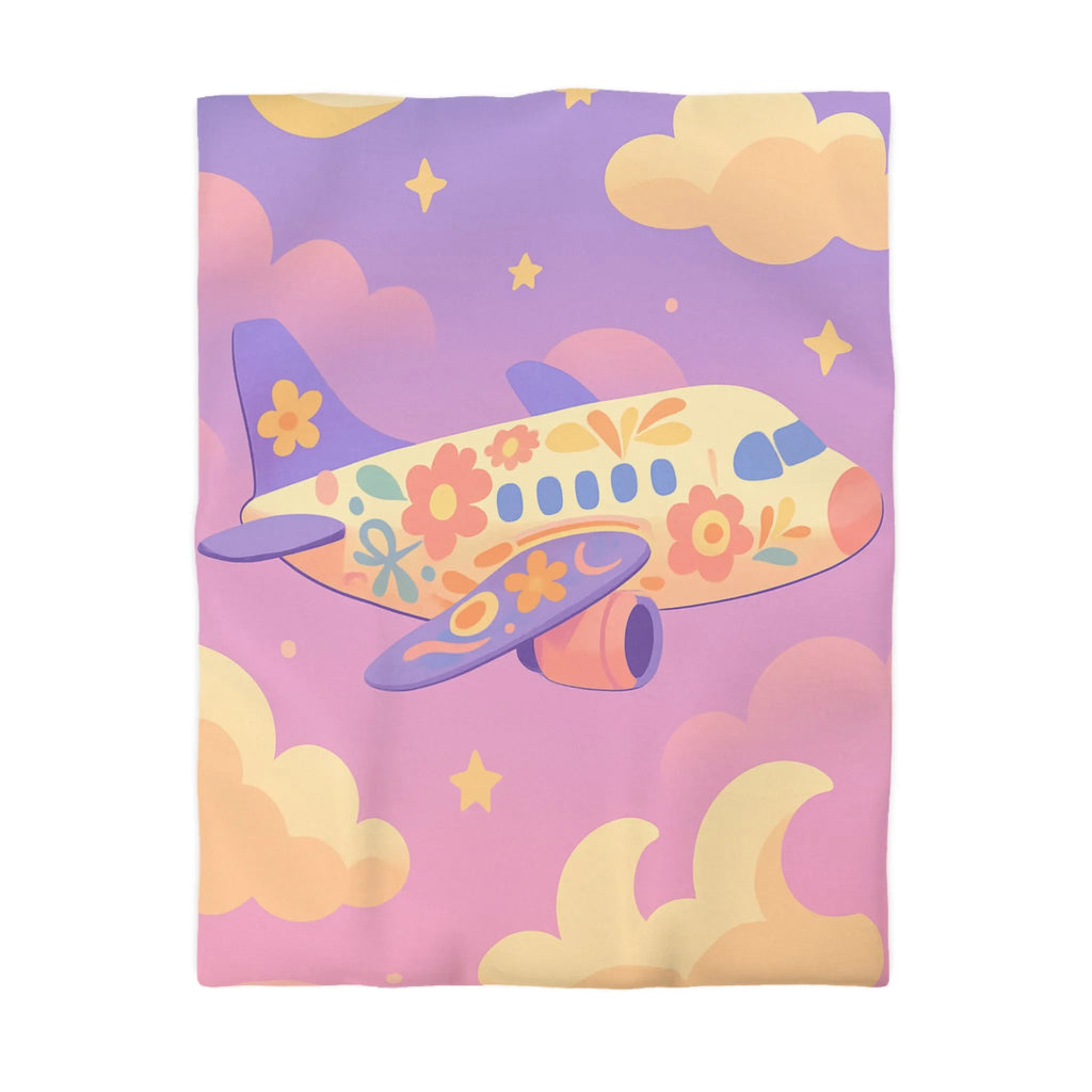 Housse de Couette Enfant Avion Fleuri, Repos Rêveur pour Chambre Cocon Douillet