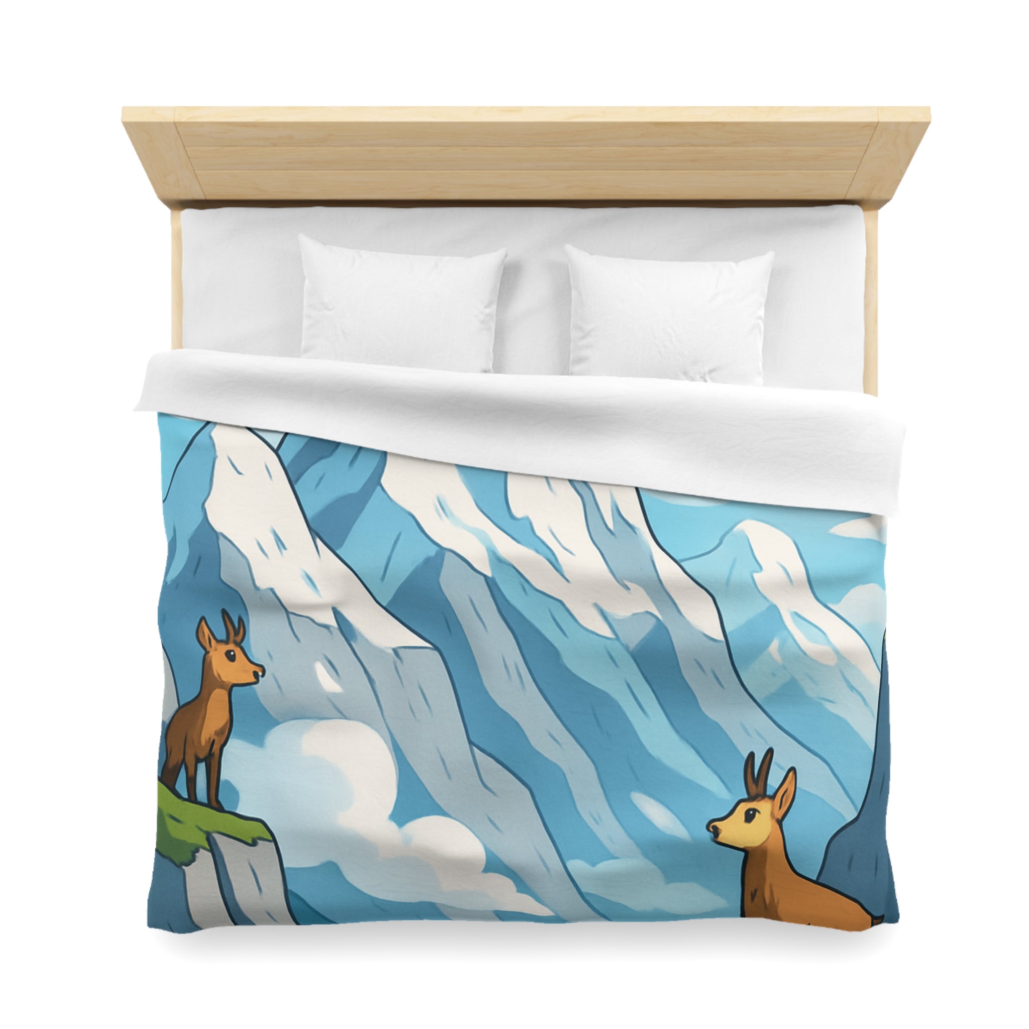 Housse de couette montagne avec aigles majestueux et bouquetins en pleine nature