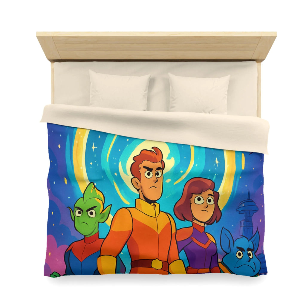 Housse de Couette Animée avec Héros Intergalactiques et Portail Éclairé pour Chambre Enfant