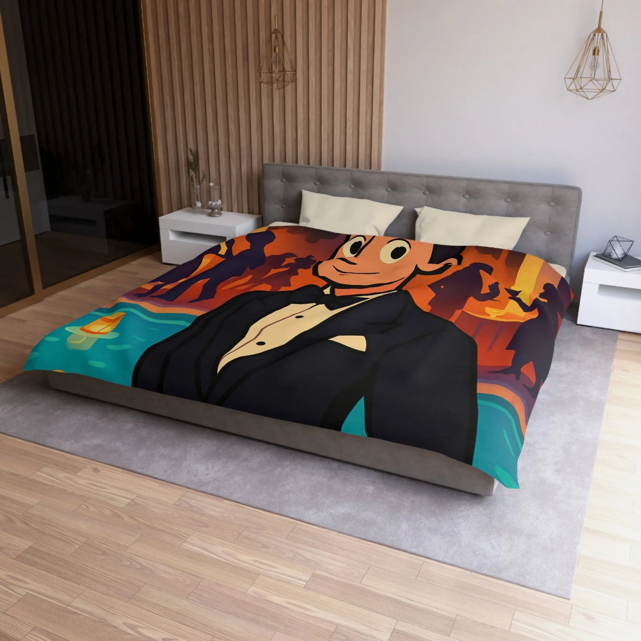 Élégance Nocturne : Motifs Inspirés de Soirées Glamour Art Déco Pour Chambre Distinguée