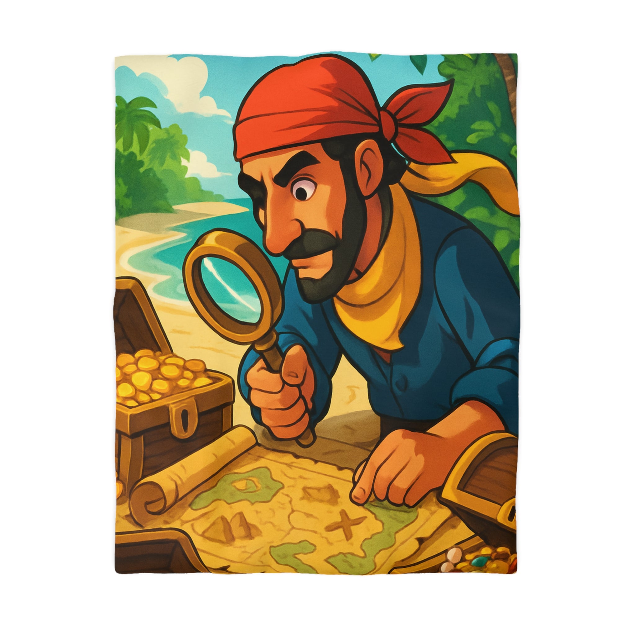 Housse de couette pirate au trésor tropical pour chambre d'enfant aventureuse