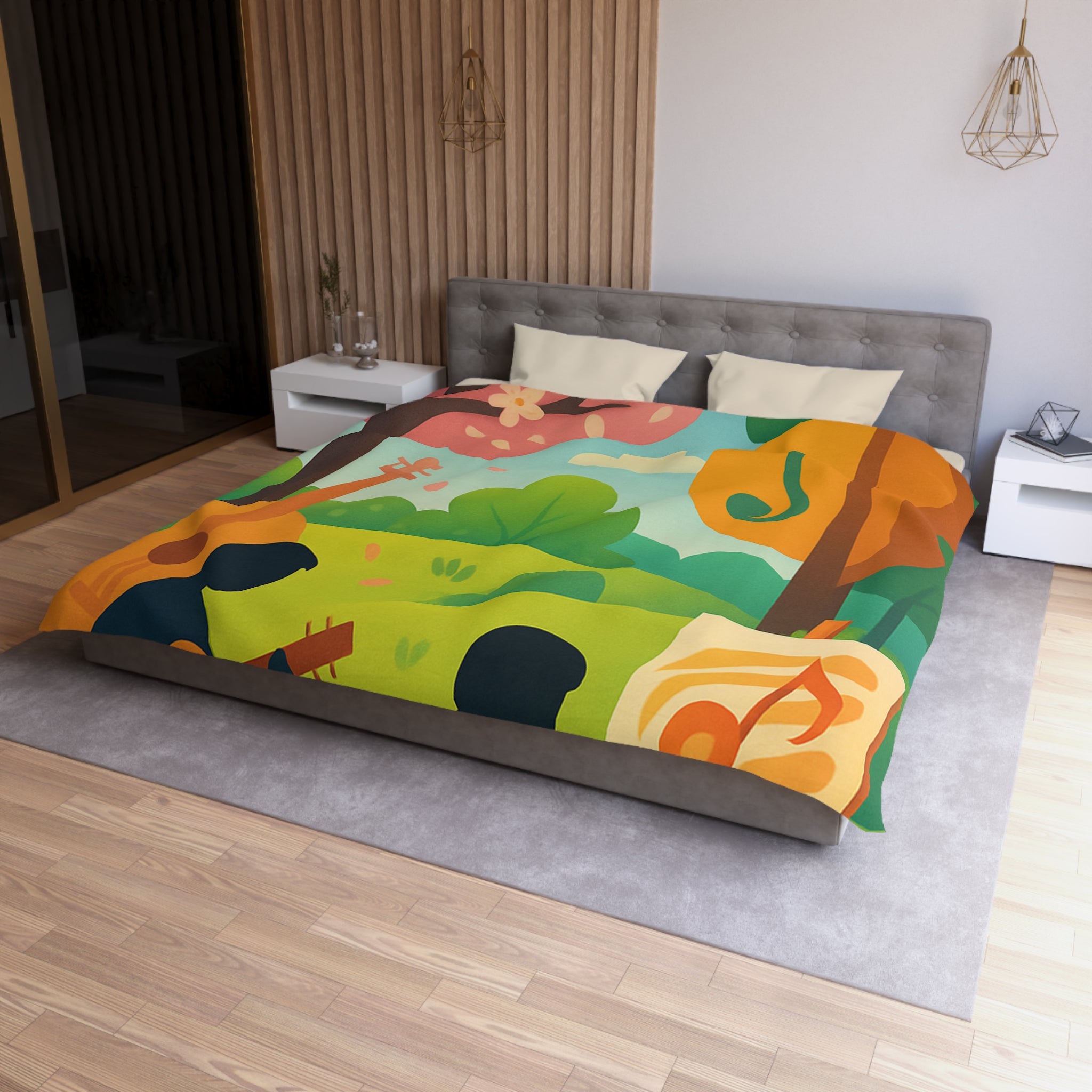 Housse de Couette Microfibre Design Artistique Moderne Décoration Chambre Confort Premium