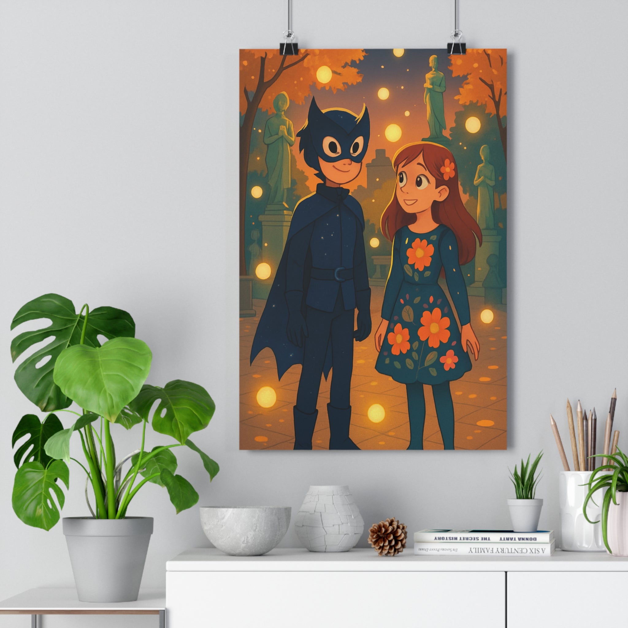Poster décoratif mystique bleu orange enfant chambre créatif moderne ambiance aventure qualité 30x46 cm